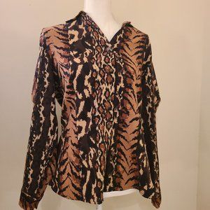 Sagharbor Animal Print/ Jacket Blouse Small EUC